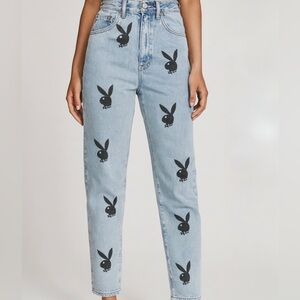 Playboy x Pac Sun High Rise Straight Leg Bunny Print Jeans Sz 24